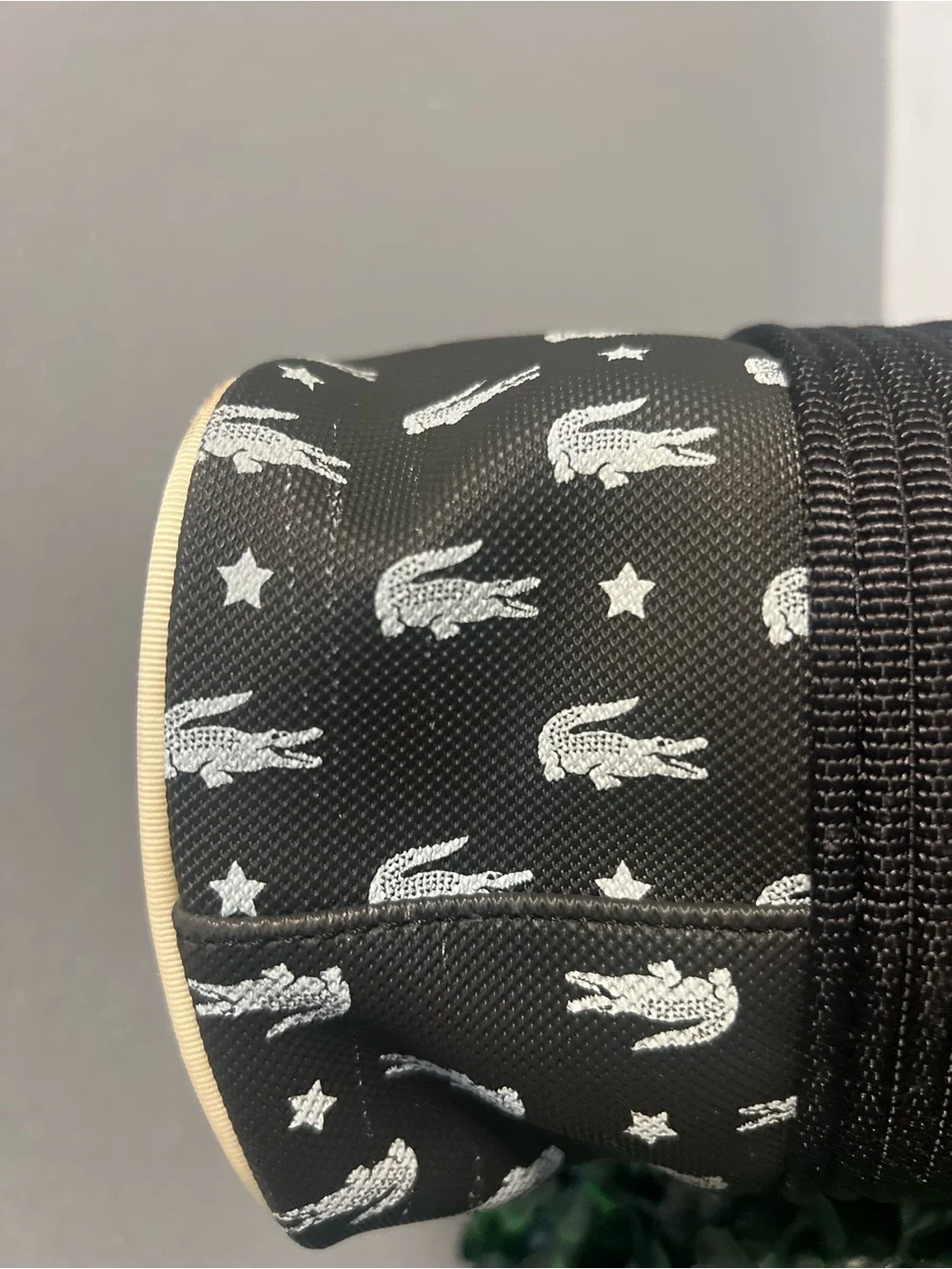 Not for sale Lacoste Black Toiletry Barrel Bag with White Logo Print - Picture 3 of 11